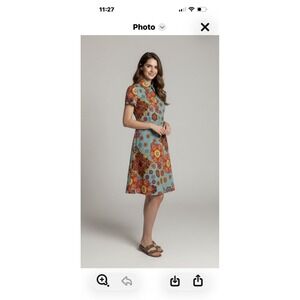 Molly New York Retro Twee Corduroy Dress Colorful Size 6 Floral Hippie Boho